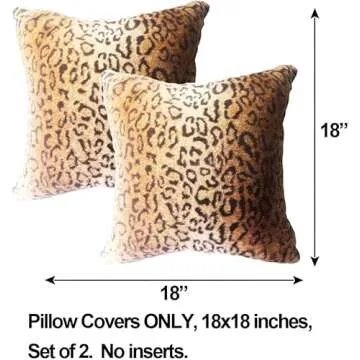 Entua Luxury Leopard Faux Fur Pillow Covers 18x18 for Home Decor