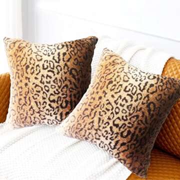 Luxury Leopard Fur Throw Pillow Covers for Home Decor