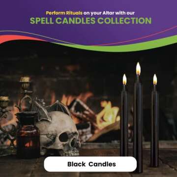 Black Candles for Spells - Black Spell Candles - 48 Pack, Unscented 5" H X 1/2" D, No Smoke for Spel...