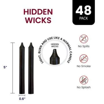 Black Spell Candles - Set of 48 Unscented Chime Candles