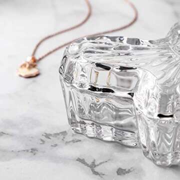 EVEREST GLOBAL Glass Butterfly Jewelry Jar with Lid set of 2, Trinket Boxes, Glass Candy Dishes, Gift for Women and Girls