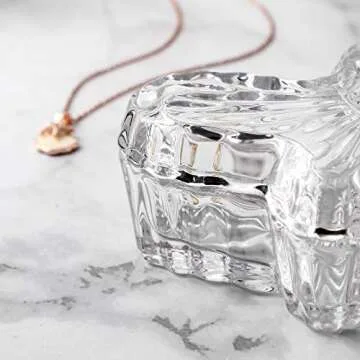 EVEREST GLOBAL Glass Butterfly Jewelry Jar with Lid set of 2, Trinket Boxes, Glass Candy Dishes, Gift for Women and Girls