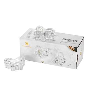 EVEREST GLOBAL Glass Butterfly Jewelry Jar with Lid set of 2, Trinket Boxes, Glass Candy Dishes, Gift for Women and Girls
