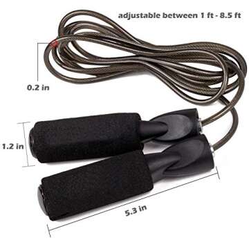 Whph Jump Rope | 8.5 feet Adjustable Tangle-Free Skipping Rope with Steel Wire and Ball Bearings for Men Women Speed Jumping Boxing Cardio Endurance