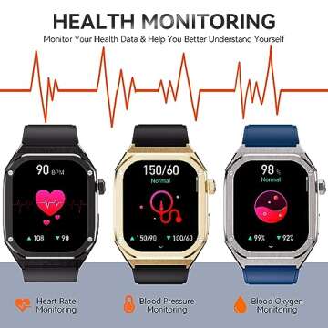 Men Smart Watches with Bluetooth Calling Rugged 1.96" AMOLED HD Big Screen Sports Smartwatches for iPhone Android Phones Waterproof Fitness Tracker Heart Rate Sleep Monitor Activity Tracker (Gold)