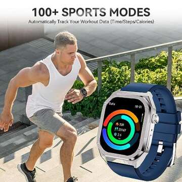 Men Smart Watches with Bluetooth Calling Rugged 1.96" AMOLED HD Big Screen Sports Smartwatches for iPhone Android Phones Waterproof Fitness Tracker Heart Rate Sleep Monitor Activity Tracker (Gold)