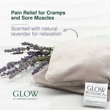 Glow Heating Pad with Flaxseed & Lavender for Hot & Cold Therapy, Microwavable Heat Pad for Back, Neck, Shoulder, Knee, Leg & Menstrual Cramp Relief, Washable & Reusable, One Size Fits All