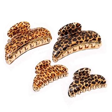 4 Pcs Hair Claw Banana Clips tortoise Shell Claw Hair Clip,Large Size Leopard print Celluloid French...