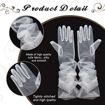 Tarpop Women's Long Mesh Tulle Gloves 27'' Sheer Party Opera Elbow Length Gloves for Wedding Bridal Dance Party(White)