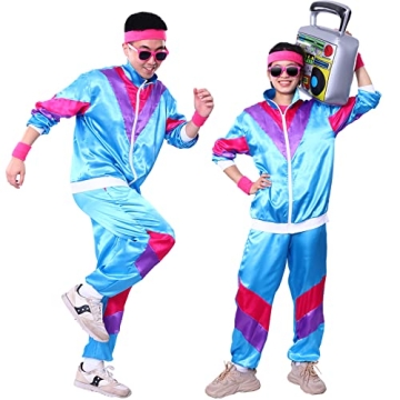 Alaiyaky 80s Tracksuit Costumes for Men - Retro Hip Hop Jacket & Pants Set