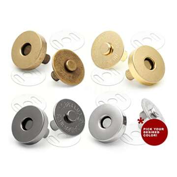 CRAFTMEMORE Magnetic Snap Buttons Strong Clasp for Purse Sewing Handbags Closures 10 Pack MNB (18 mm...