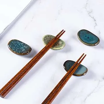 HOKELER Ceramic Chopsticks Holder Set | Unique Utensil Rest