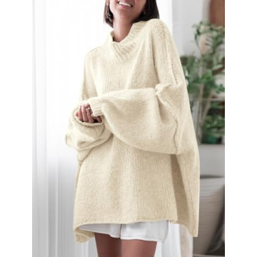 Saodimallsu Oversized Mock Neck Sweater for Women
