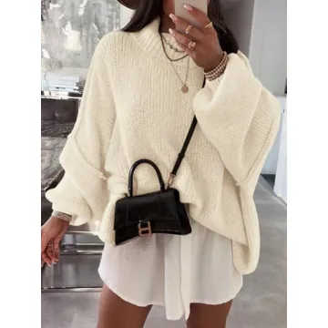 Saodimallsu Oversized Mock Neck Sweater for Women