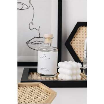 Elegant Hexagonal Rattan Wooden Serving Tray in Brown