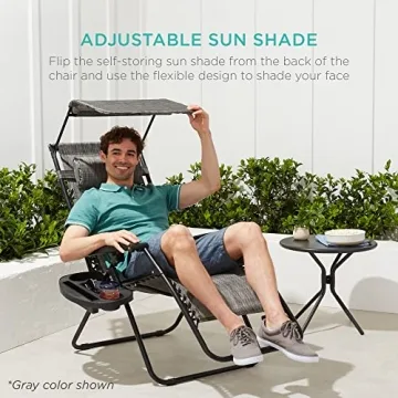 Folding Zero Gravity Chair with Adjustable Canopy Shade