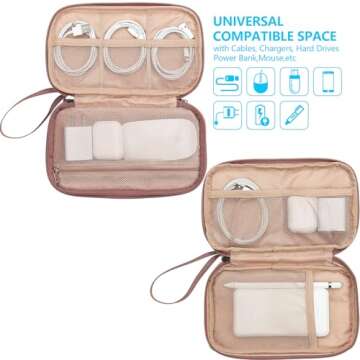 NISHEL Travel Cord Organizer Case, Double Layers Tech Electronic Bag, Essentials for Charger, Cable,...