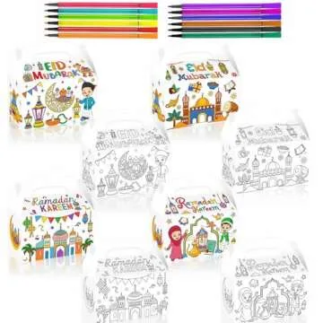 YVAINE Eid Mubarak Coloring Treat Boxes for Events