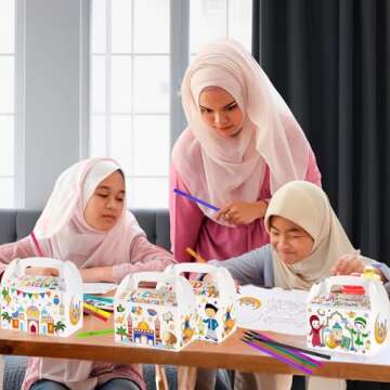 YVAINE Eid Mubarak Coloring Treat Boxes for Events