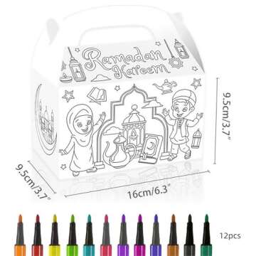 YVAINE Eid Mubarak Coloring Treat Boxes for Events