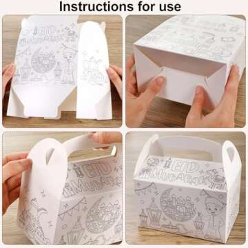 YVAINE Eid Mubarak Coloring Treat Boxes for Events