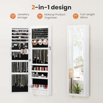 Elevon 47.2" Jewelry Cabinet with Auto LED Lights, White