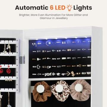 Elevon 47.2" Jewelry Cabinet with Auto LED Lights, White