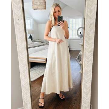 Shy Velvet Women's Summer Linen Maxi Dress with Pockets