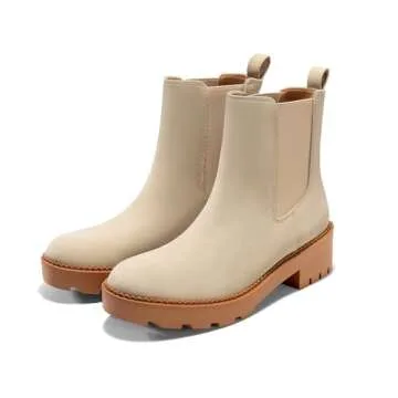 Coutgo Women's Stylish Chunky Low Heel Chelsea Boots