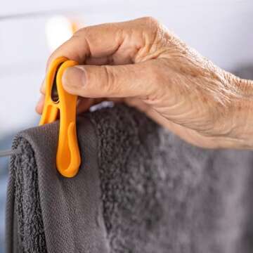 HEGS Clothespins with Hooks. Heavy Duty Colorful Clothes pins for Hanging and Clipping Laundry and Clothes. 24 Pack Multicolor Pack. Anti-Rust Spring.