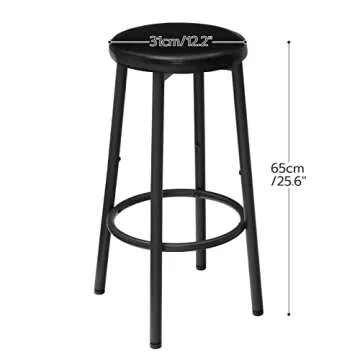 HOOBRO Bar Stools Set of 2, Bar Stools for Kitchen Island, 25.6 Inches PU Upholstered Bar Chairs, Bar Height Stools with Footrest, Easy Assembly, for Kitchen, Dining Room, Cafe, Black BB30BY01