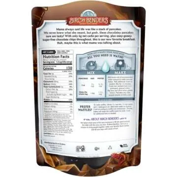 Birch Benders Keto Chocolate Chip Pancake & Waffle Mix, 10 oz Bag