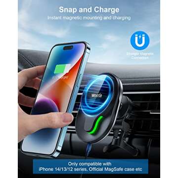 weetla Fits iPhone MagSafe Car Mount Charger - Magnetic Wireless Air Vent Charger