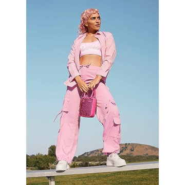 BIG DART Oversized Button Down Shirts for Women, Dressy Casual Long Sleeve Blouses Summer Tops Tunics (US, Alpha, Medium, Regular, Regular, Pink)