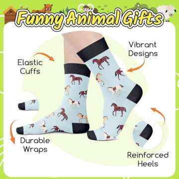 Zmart Funny Horse Gifts - Fuzzy Socks for Men, Women, Teens & Kids - Equestrian Riding Socks
