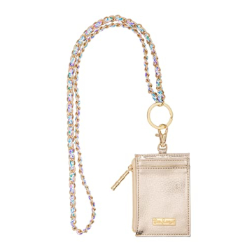 Lilly Pulitzer Lanyard with ID Holder, Keychain Wallet for School or Office, Gold Zipper Wallet, Bad...