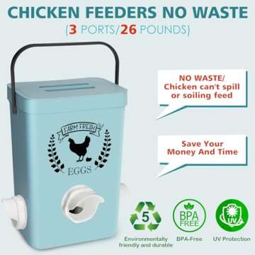 Tgeyd Chicken Feeder & Waterer Set - No Waste Automatic Feeder