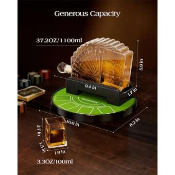 Kollea Blackjack Whiskey Decanter Set, 37.2 Oz Whiskey Decanter with 4 Glasses, Casino Style Decante...