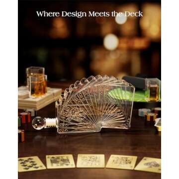 Kollea Blackjack Whiskey Decanter Set, 37.2 Oz Whiskey Decanter with 4 Glasses, Casino Style Decanter for Liquor, Funny Christmas Birthday Gifts for Men Dad, Him, Poker Blackjack Game Night Essentials