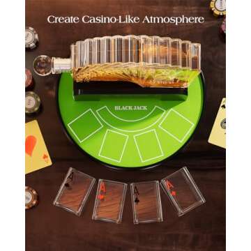 Kollea Blackjack Whiskey Decanter Set, 37.2 Oz Whiskey Decanter with 4 Glasses, Casino Style Decanter for Liquor, Funny Christmas Birthday Gifts for Men Dad, Him, Poker Blackjack Game Night Essentials