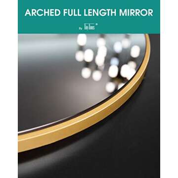 TinyTimes 64"x21" Arched Full Length Mirror, Gold, Wall Mount