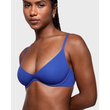 INLYRIC Women's Inbarely Plus Plunge Bra - Unlined Underwire Sexy Demi Balconette Bras Azure Blue 38...