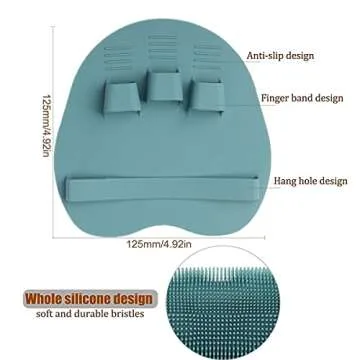 1 Pack Soft Silicone Shower Brush Body Wash Bath Exfoliating Skin Massage Scrubber, Dry Skin Brushing Glove Loofah, Fit for Sensitive and All Kinds of Skin(Eucalyptus Green)