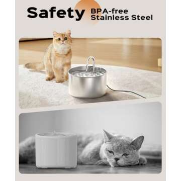 Stainless Steel Cat Water Fountain: Pet Fountains Indoor Metal Automatic Dispenser Cat Waterer Bowls Dog Faucet Bottle Pets 24/7 Running Watering for Drinking Quiet Pump with 1 Filter
