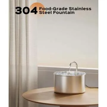 Stainless Steel Cat Water Fountain: Pet Fountains Indoor Metal Automatic Dispenser Cat Waterer Bowls Dog Faucet Bottle Pets 24/7 Running Watering for Drinking Quiet Pump with 1 Filter