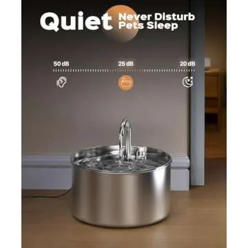 Stainless Steel Cat Water Fountain: Pet Fountains Indoor Metal Automatic Dispenser Cat Waterer Bowls Dog Faucet Bottle Pets 24/7 Running Watering for Drinking Quiet Pump with 1 Filter