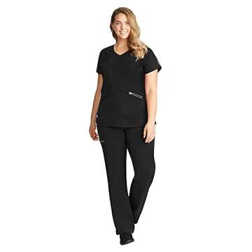 Healing Hands Womens Scrub Top 3 Pocket V-Neck Lightweight Breathable Fabric Scrub Tops for Women HH360 2284 Serena Black L