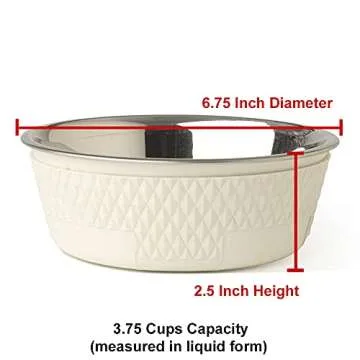 PetRageous 16010 Kona Stainless Steel Non-Slip Dishwasher-Safe Dog Bowl 3.75-Cup 6.75-Inch Diameter ...