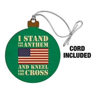 GRAPHICS & MORE I Stand for The Flag Kneel Cross USA American Flag Patriotic Wood Christmas Tree Hol...
