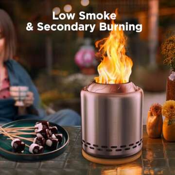 OGERY Stove Tabletop Fire Pit with Stand 7.9 x 6.1 in, Smokeless Firepit Camping Outdoor Table Top F...